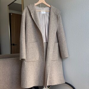 Belle & Bloom Women's Beige Hooded Long Coat